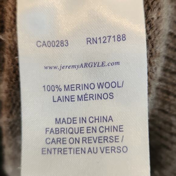 Jeremy Argyle NYC 100% Merino Wool Taupe 1/4 Zip Long Sleeve Sweater Size XXL - Picture 8 of 9